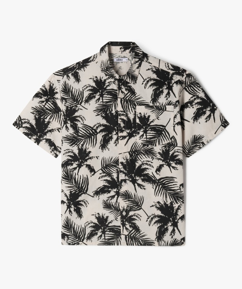 Chemise manches courtes à motifs palmiers garçon